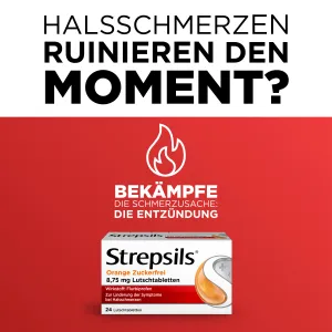 Strepsils® Orange Zuckerfrei 8,75 mg Flurbiprofen Lutschtabletten